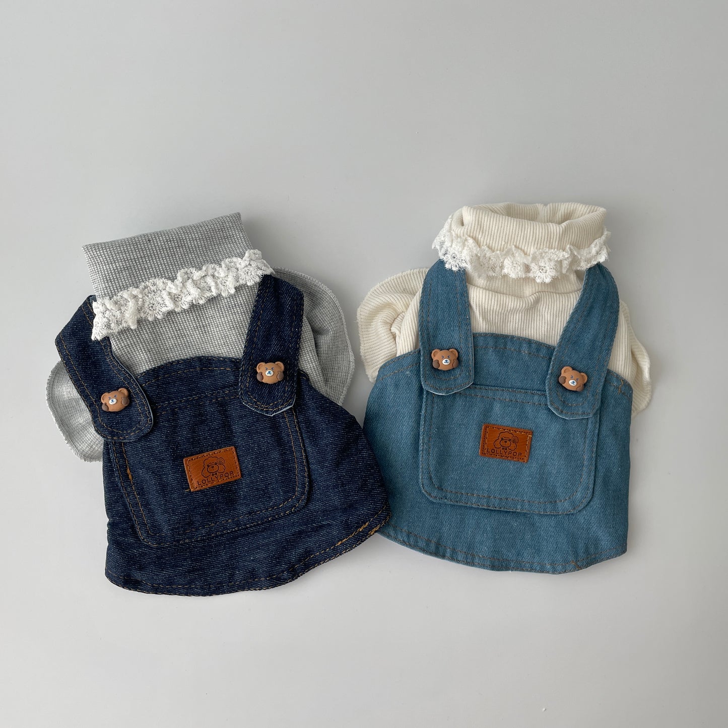 ハイネックトップス×サロペットスカートset