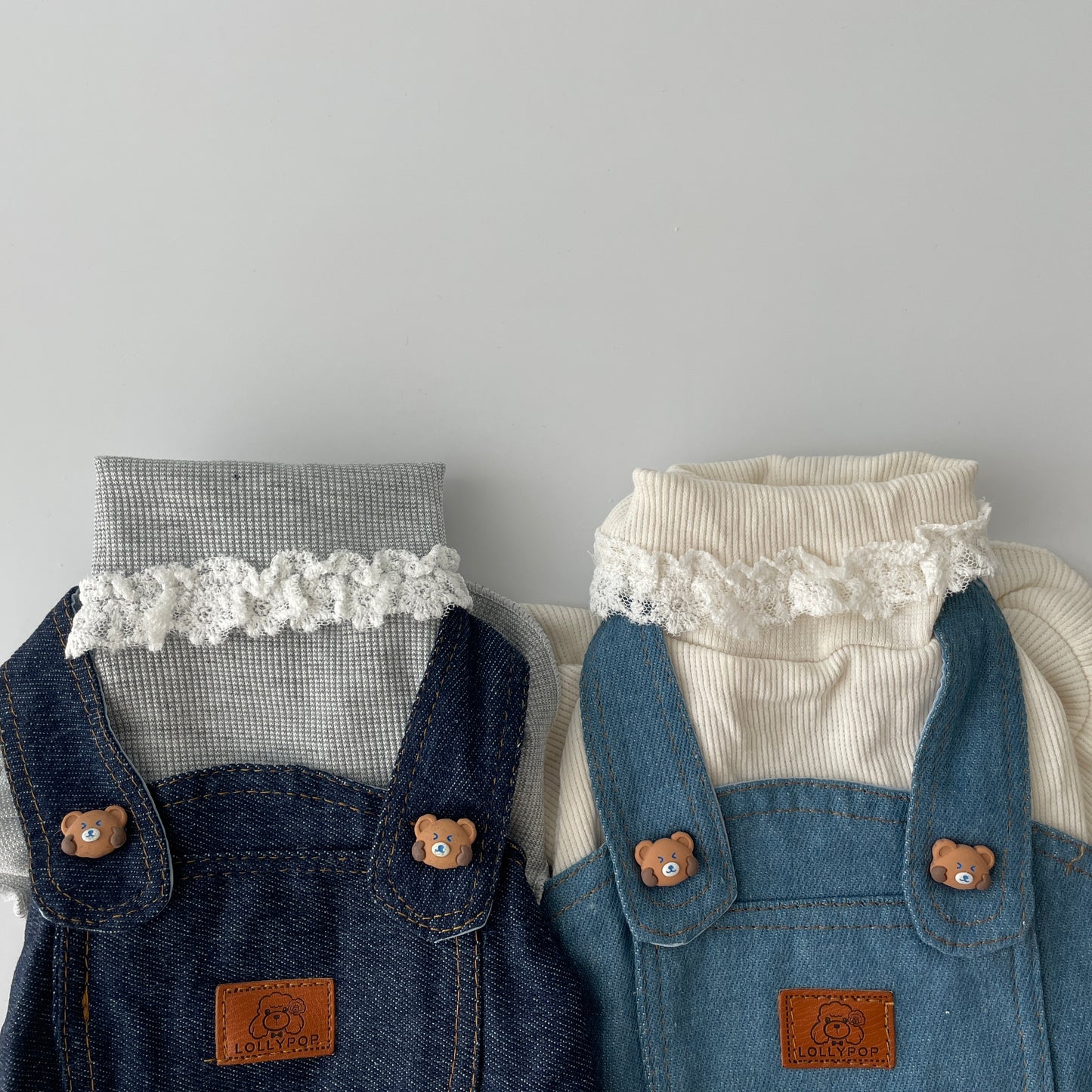 ハイネックトップス×サロペットスカートset