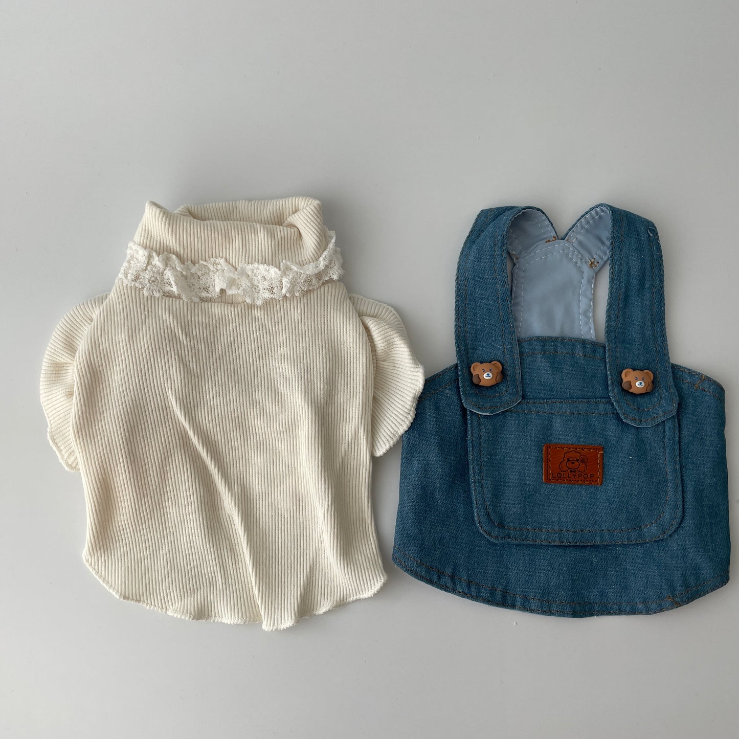 ハイネックトップス×サロペットスカートset